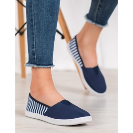 SHELOVET Slippers blu navy con righe 2