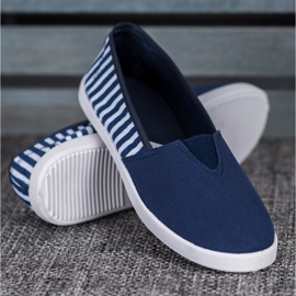 SHELOVET Slippers blu navy con righe 1