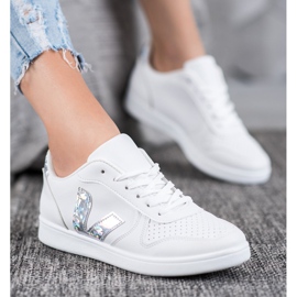 SHELOVET Scarpe bianche con inserti olografici bianco 1