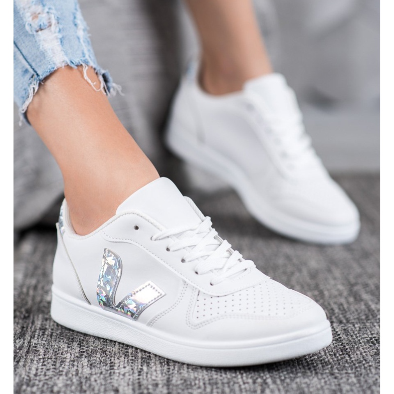 SHELOVET Scarpe bianche con inserti olografici bianca 1
