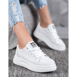 SHELOVET Scarpe da ginnastica sulla piattaforma per ragazze carine bianco 2