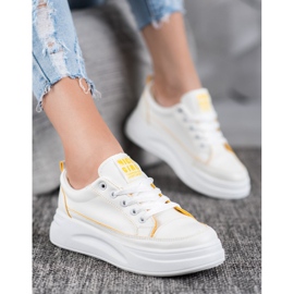 SHELOVET Scarpe da ginnastica sulla piattaforma per ragazze carine bianco 2
