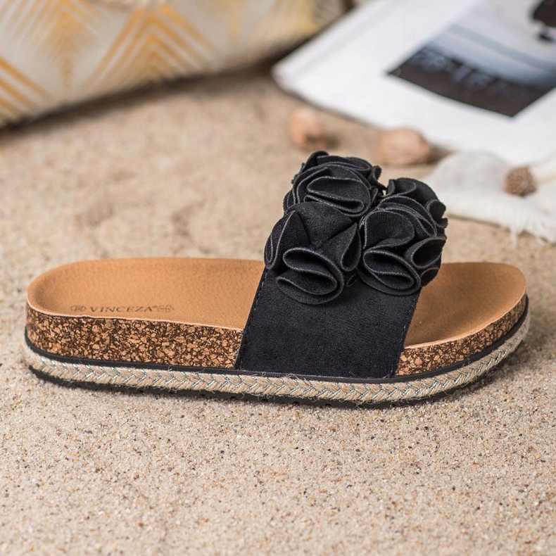 Ciabatte Comode Con Fiori VINCEZA nero 2