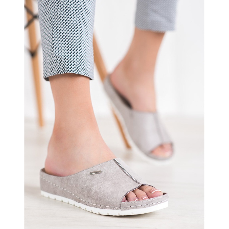 Comode pantofole glitterate VINCEZA grigio 1