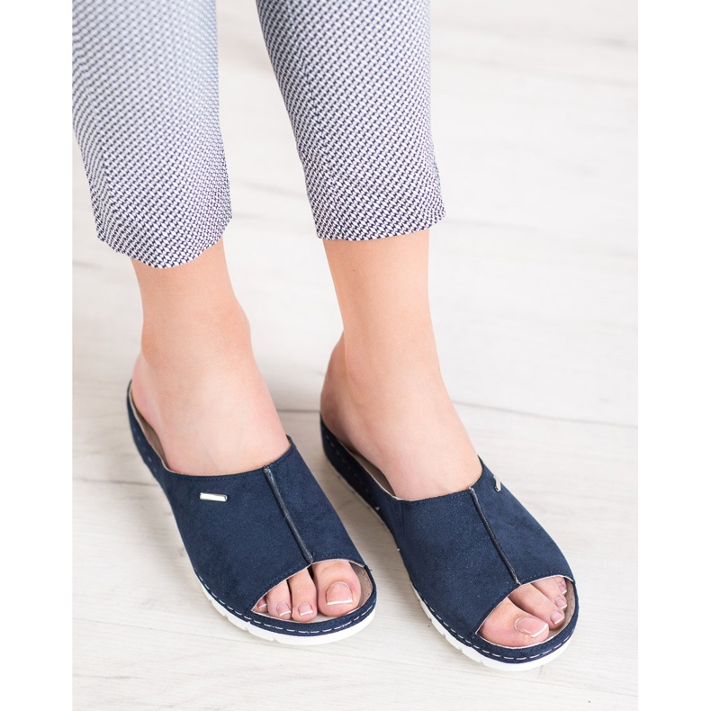 Comode pantofole glitterate VINCEZA blu 1