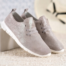 Scarpe in pelle con glitter VINCEZA beige 1