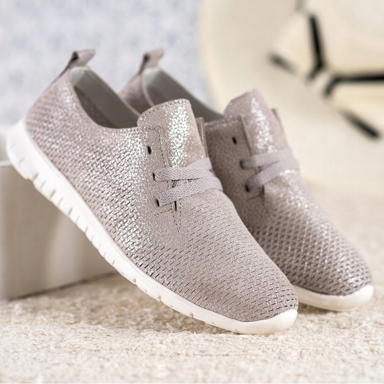 Scarpe in pelle con glitter VINCEZA beige 1