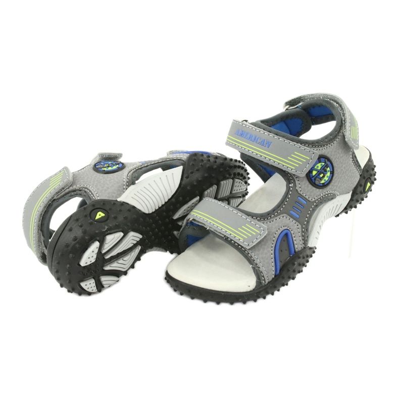 American Club Sandali americani con sottopiede in pelle HL20/20, colore grigio-blu 3