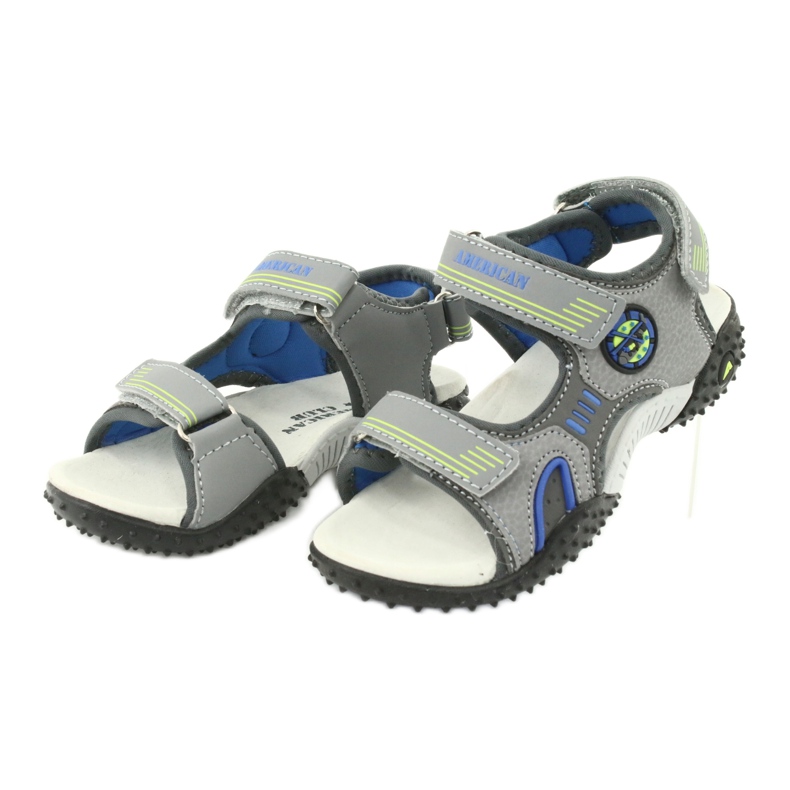 American Club Sandali americani con sottopiede in pelle HL20/20, colore grigio-blu 2