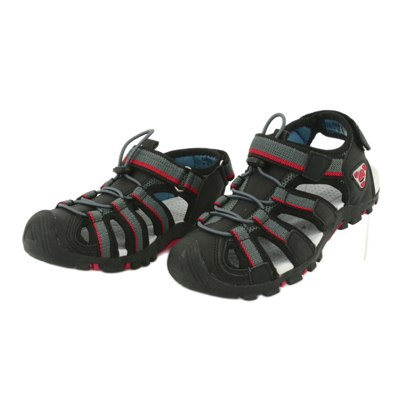 American Club Sandali da bambino con inserto in schiuma American DR01/20 nero/grigio 2