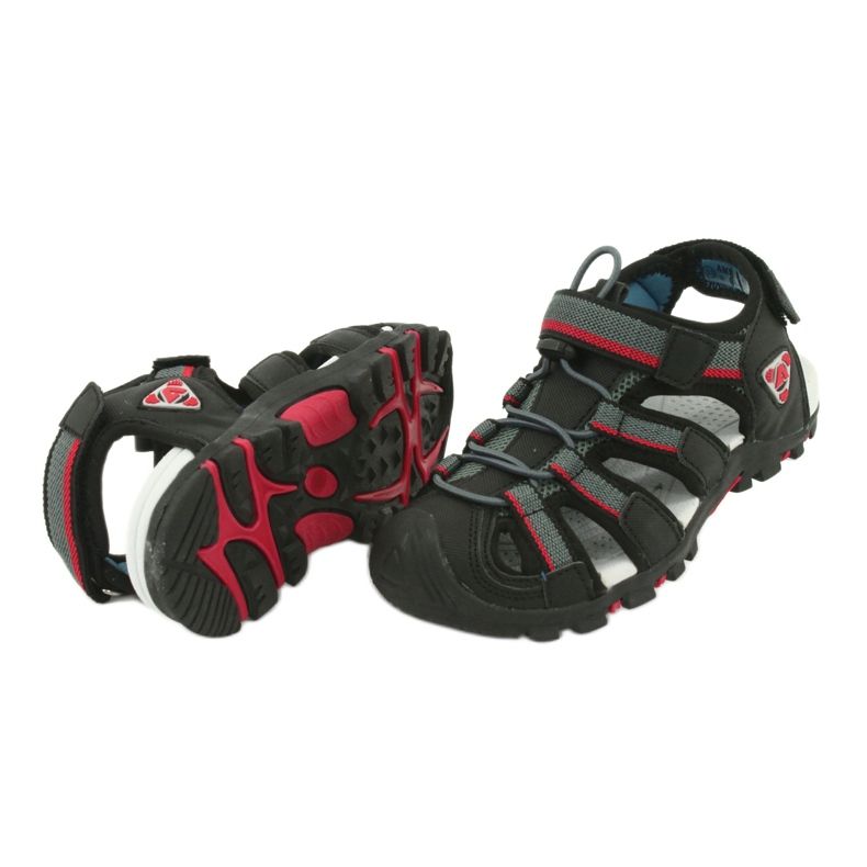 American Club Sandali da bambino con inserto in schiuma American DR01/20 nero/grigio 3