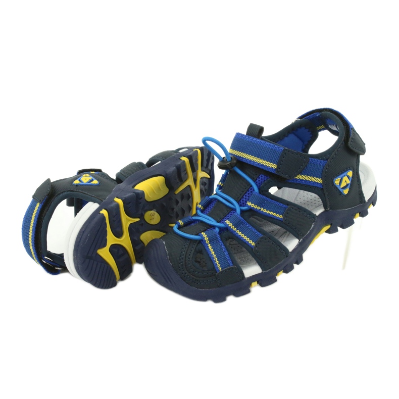 American Club Sandali da bambino con inserto in schiuma americana DR01/20 blu navy blu giallo 3