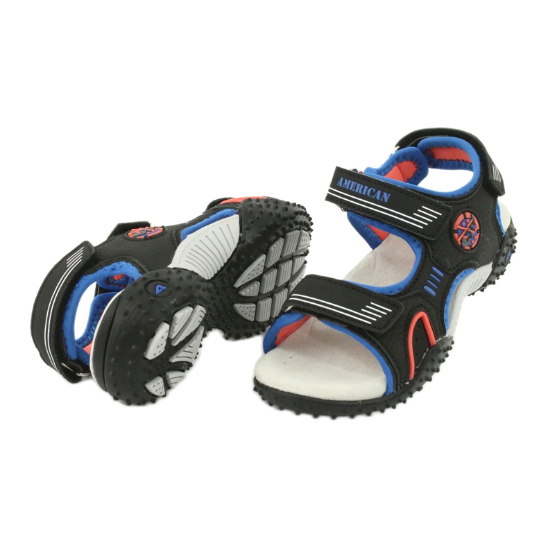 American Club Sandali americani con sottopiede in pelle HL20/20, colore nero/blu 3