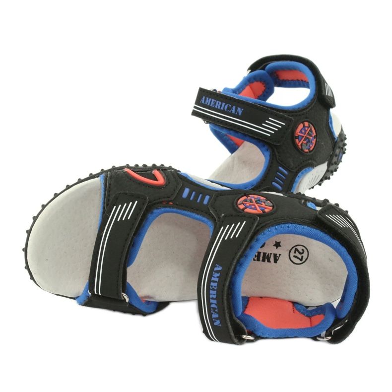 American Club Sandali americani con sottopiede in pelle HL20/20, colore nero/blu 4