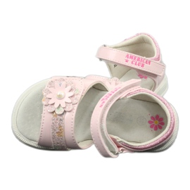 American Club Sandali in pelle femminile con fiori xD12/20 rosa 5