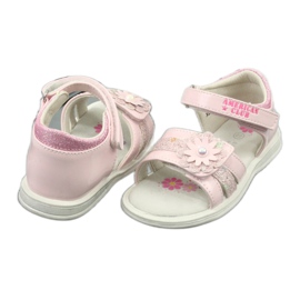 American Club Sandali in pelle femminile con fiori xD12/20 rosa 3