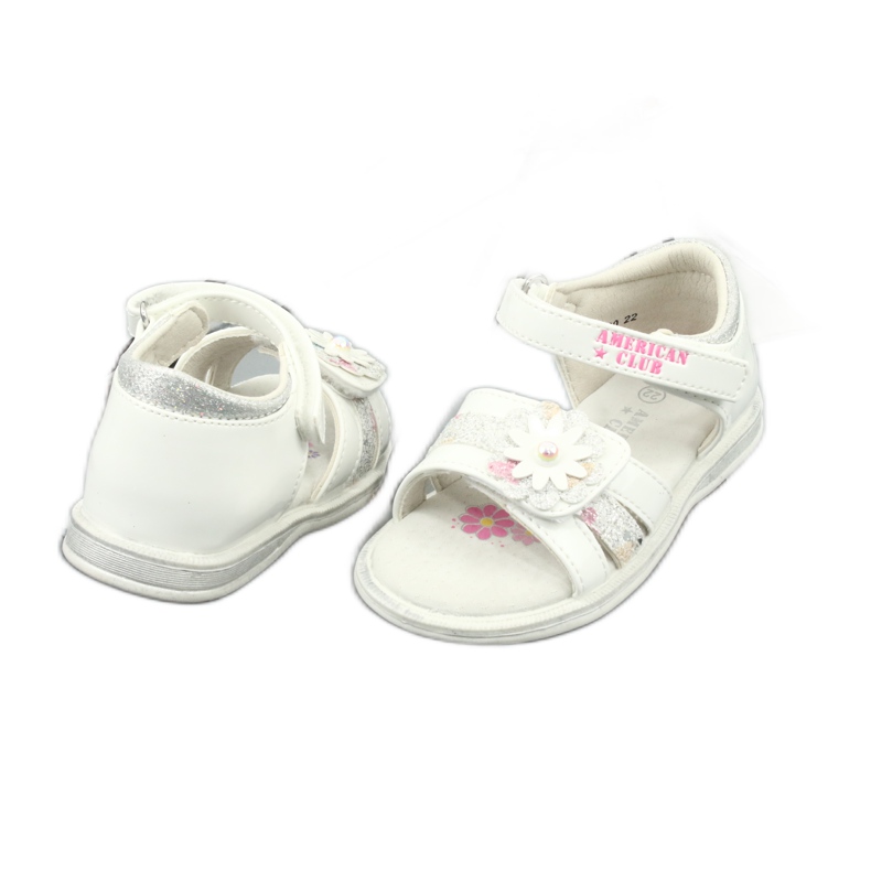 American Club Sandals Girls 'Fiori con una perla xd12/20 bianca bianco 2