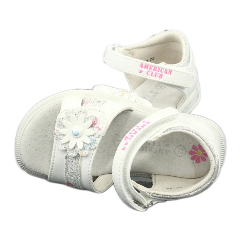 American Club Sandals Girls 'Fiori con una perla xd12/20 bianca bianco 3