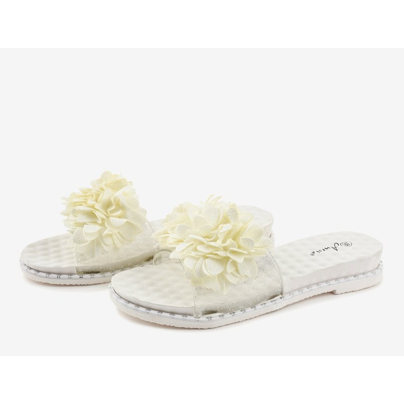 Pantofole bianche con fiori N-49 bianca 1