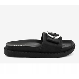 Pantofole nere con fibbia YQ10067 nero 2