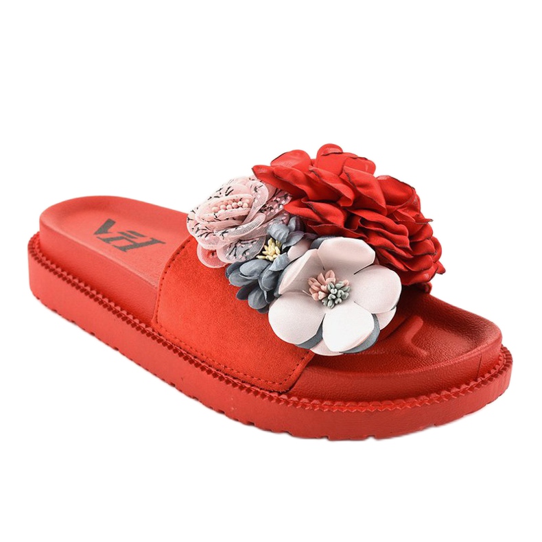Pantofole rosse con fiori PT-109 rosso 1