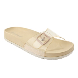 Pantofole beige trasparenti con fibbia SE-9606 1
