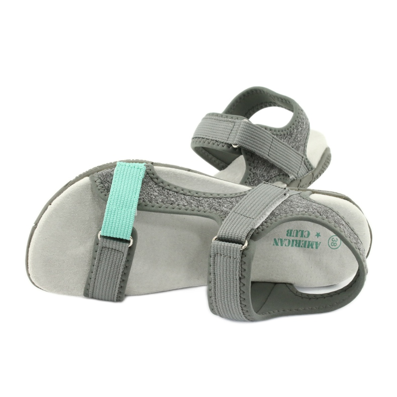 Sandali inserto in pelle American Club RL23/20 grigio verde 4