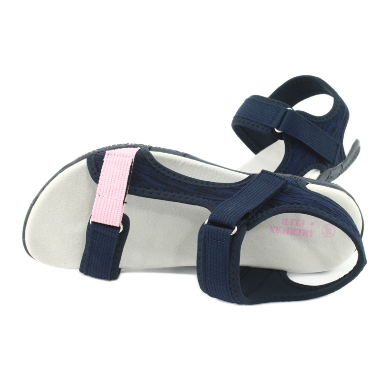 Sandali inserto in pelle American Club RL23/20 blu navy rosa 4