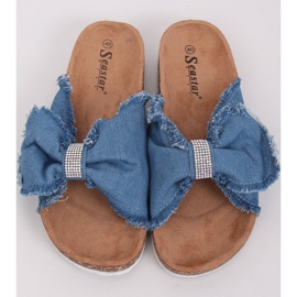 Ciabatte in tela su sughero BG60P Azzurro blu 1