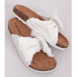 Pantofole di tela sul sughero bianco BG60P White 1