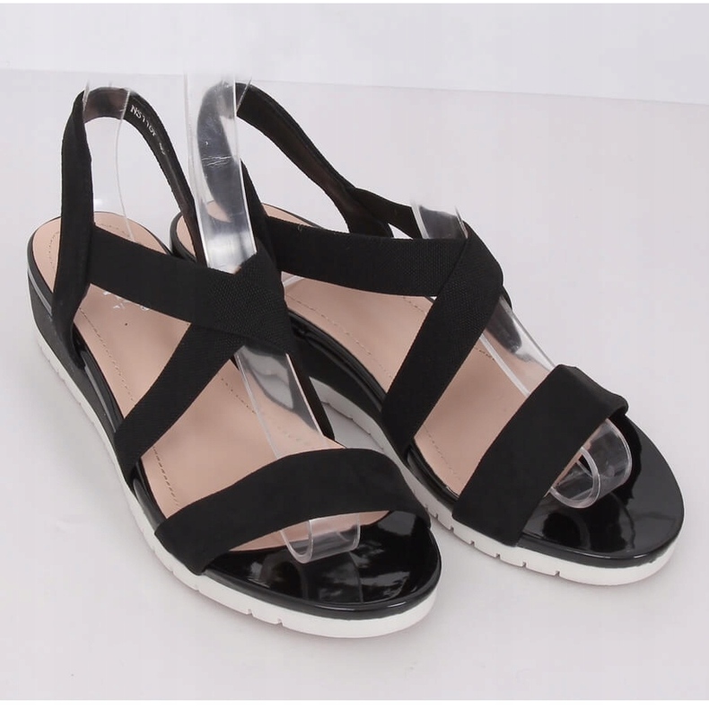 Sandali neri con zeppa bassa NS116P Black nero 1