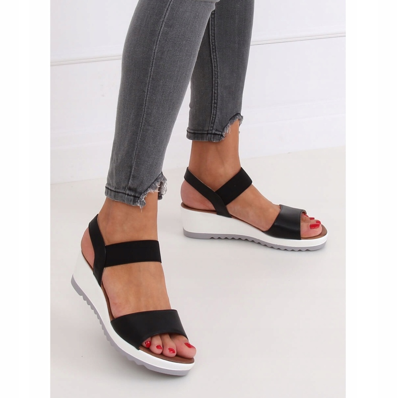 Sandali neri con zeppa NS101P Black nero 2