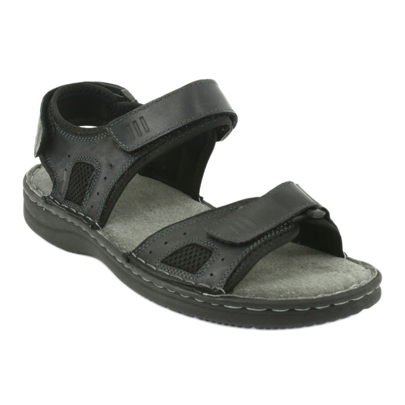 Comodi sandali sportivi in ​​pelle American Club CY13/20 nero 1