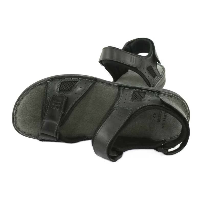 Comodi sandali sportivi in ​​pelle American Club CY13/20 nero 5