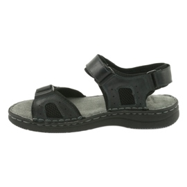 Comodi sandali sportivi in ​​pelle American Club CY13/20 nero 2