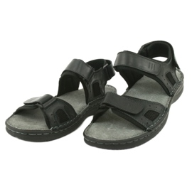 Comodi sandali sportivi in ​​pelle American Club CY13/20 nero 3