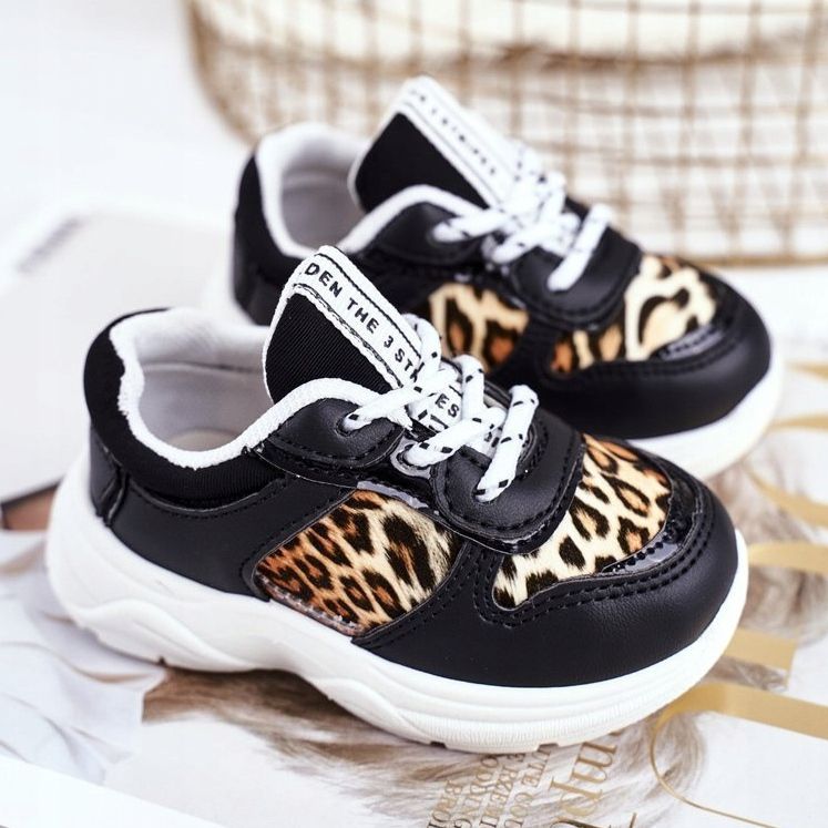 FRROCK Scarpe sportive per bambini con stampa leopardata Penny nera bianca nero 1