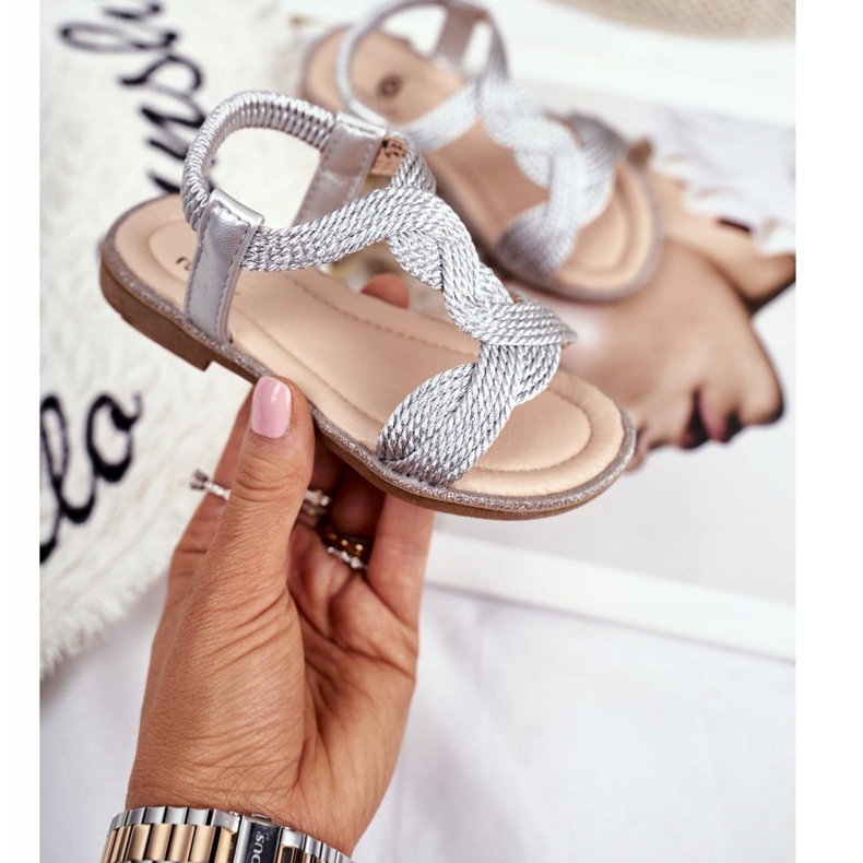 FRROCK Sandali Lamado argento per bambini grigio 2