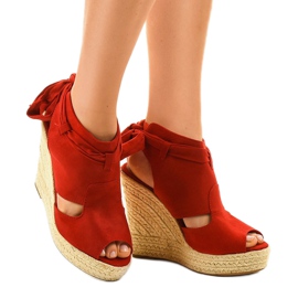 Sandali con zeppa espadrillas rosse 77-20 rosso 1