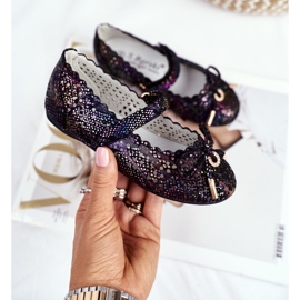 S.Barski Ballerine nere traforate per bambini con velcro Barski Remtro nero 2