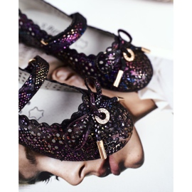 S.Barski Ballerine nere traforate per bambini con velcro Barski Remtro nero 1