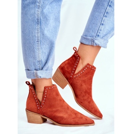 FB1 Stivali Donna Con Tacco Camoscio Traforato Arancio Margate arancia 2