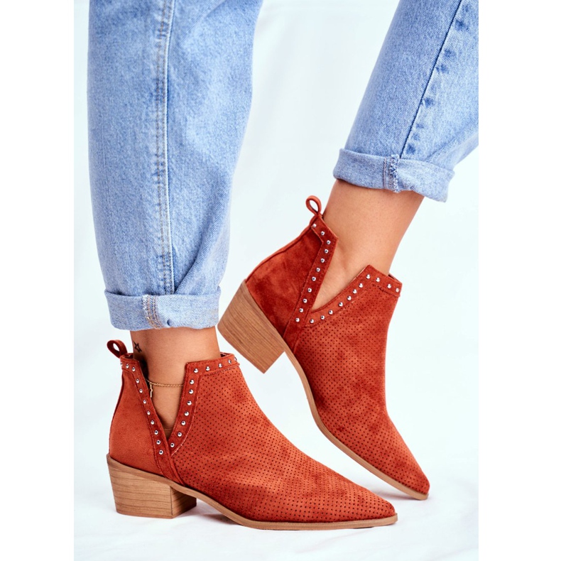 FB1 Stivali Donna Con Tacco Camoscio Traforato Arancio Margate arancia 2