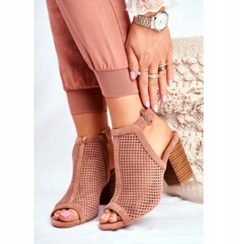 FB1 Stivali Openwork Donna Peep Toe Pink Paradise beige rosa 1