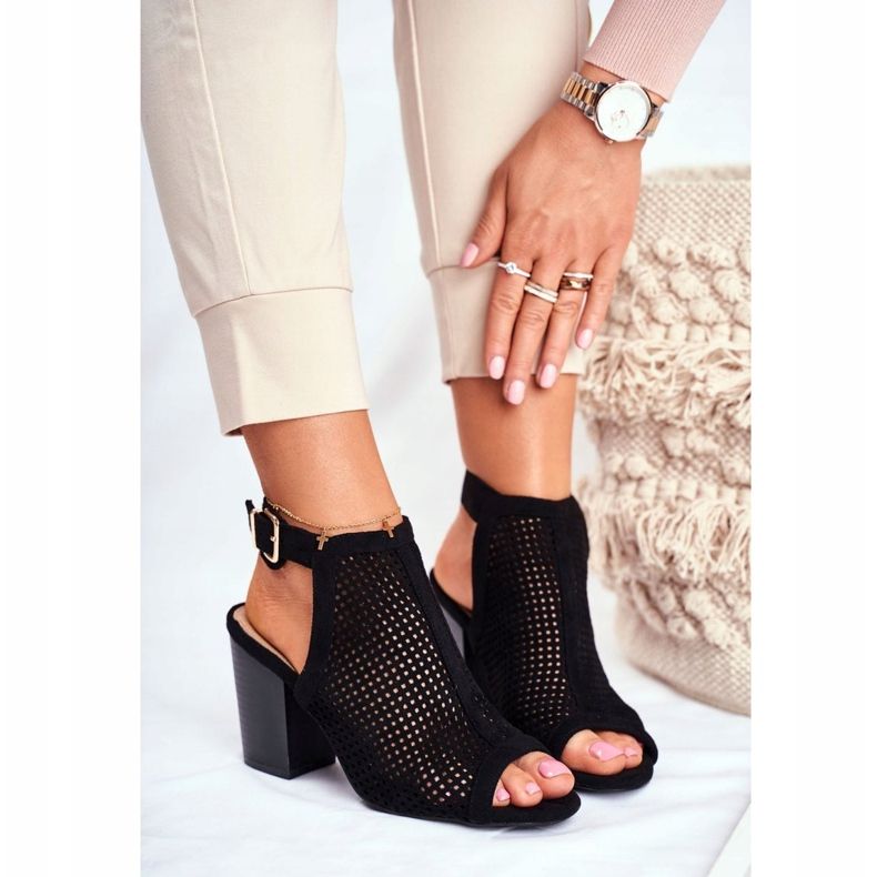 FB1 Stivali Openwork Donna Peep Toe Black Paradise nero 1