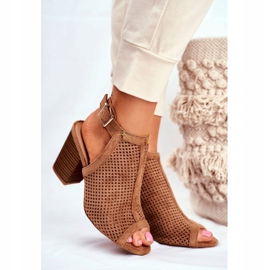 FB1 Stivali traforati da donna Peep Toe Camel Paradise marrone 1