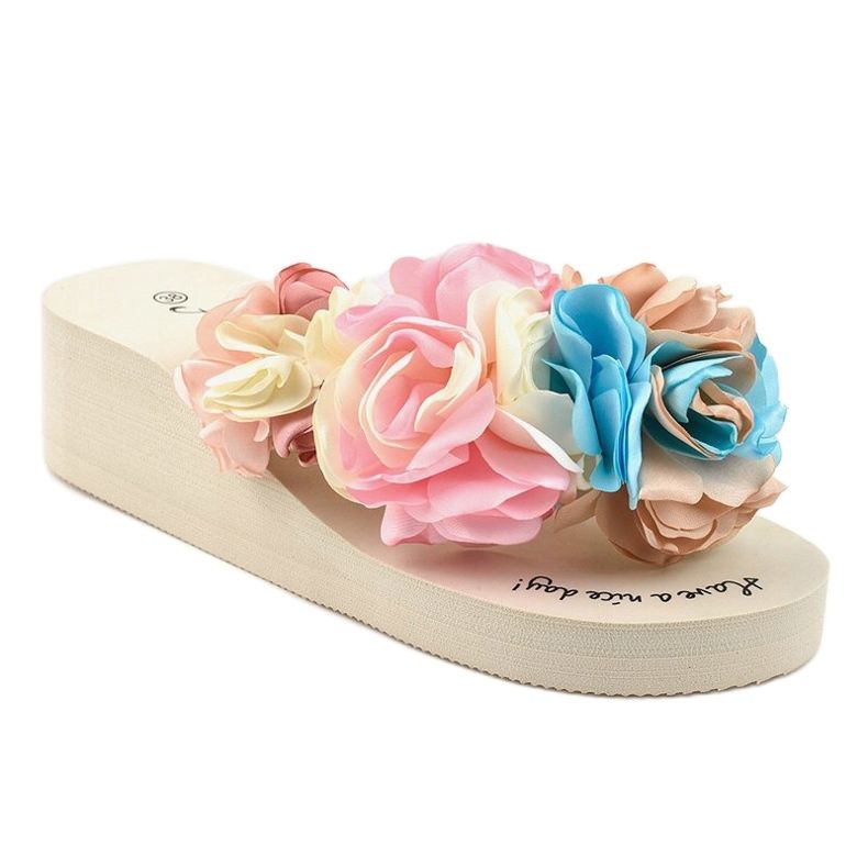 Zeppa beige con fiori N-31 multicolore 2