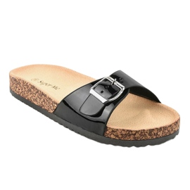 Pantofole nere con fibbia 7016-PL nero 1