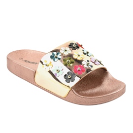Pantofole Rose Gold con fiori D7659-2 rosa giallo 1