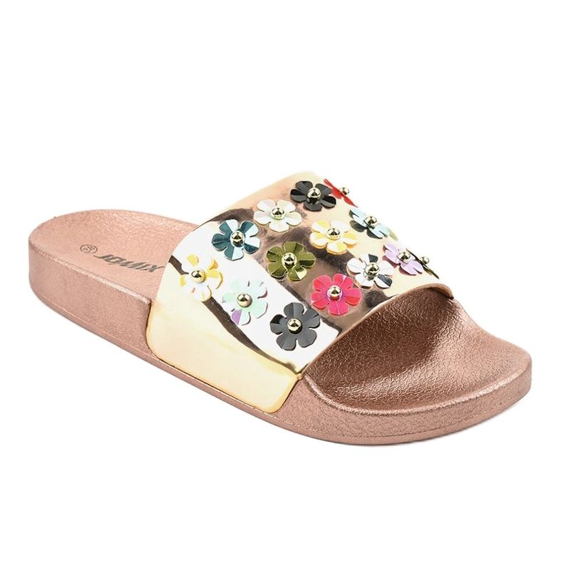 Pantofole Rose Gold con fiori D7659-2 rosa giallo 1